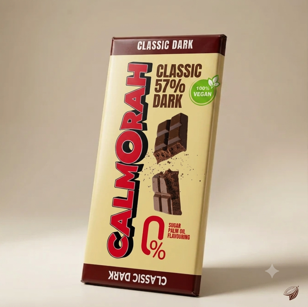 Calmorah 57% Classic Dark | Naturally Sweetened Vegan Dark Chocolate (50g)